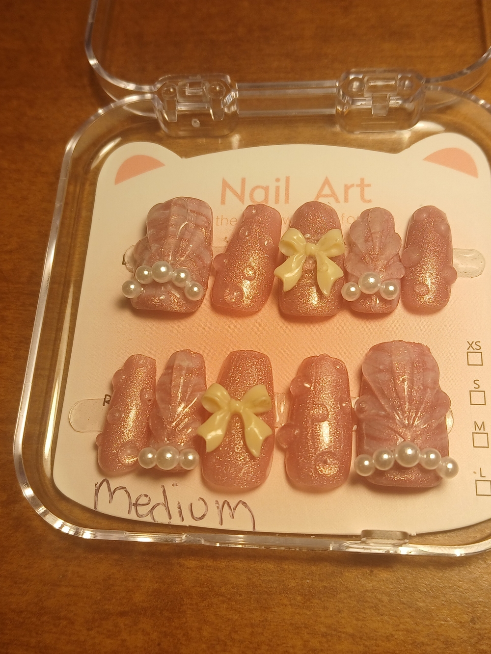 Pink Pearl & Bow Kids Press-On Nail Set